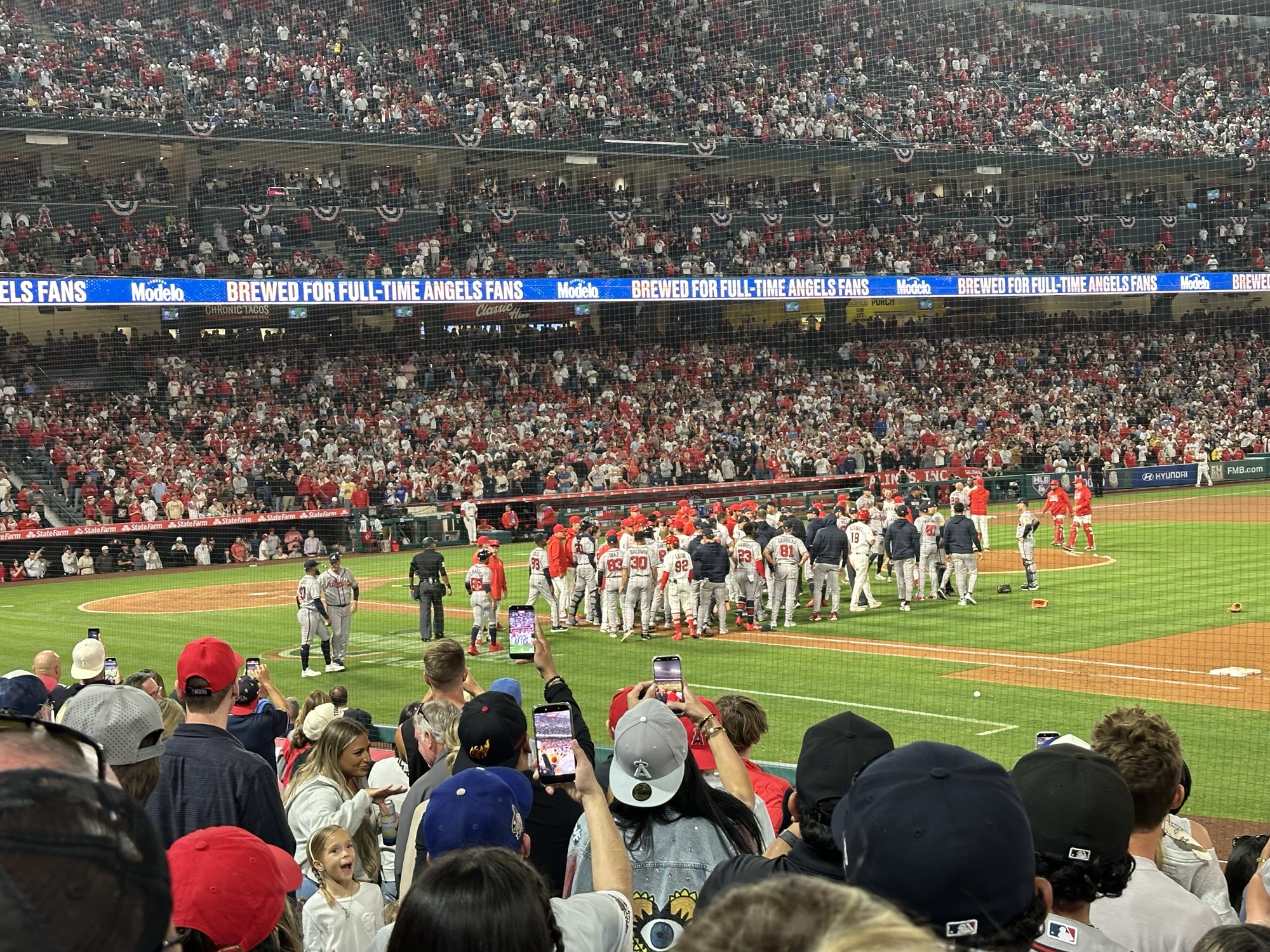 Tuesday Night Baseball in Anaheim Features Long Pregame Lines, Plenty of Action on the Bases and a Benches-Clearing Brawl